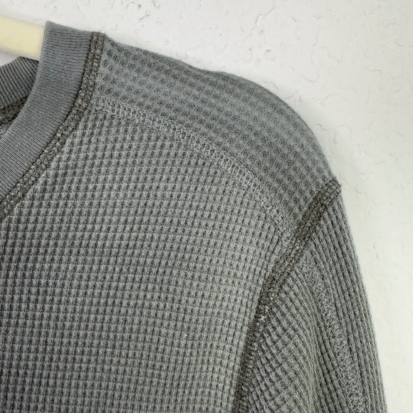 Wallace & Barnes Waffle Knit Shirt Mens L Grey Long Sleeve Crew Thermal Grunge - Picture 8 of 10